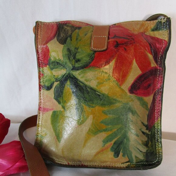 Patricia Nash Venezia Pouch Leather Canvas Floral Tote Posh Party Host Pick VGUC - Picture 4 of 15